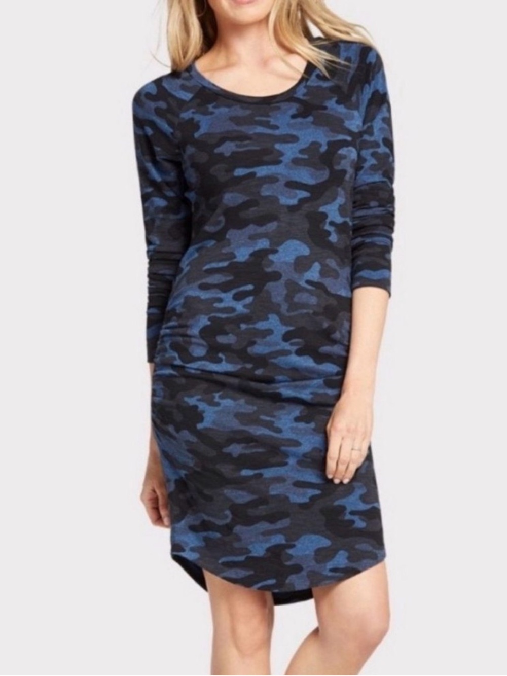Sundry Blue Camouflage Long-Sleeve Women's Dress